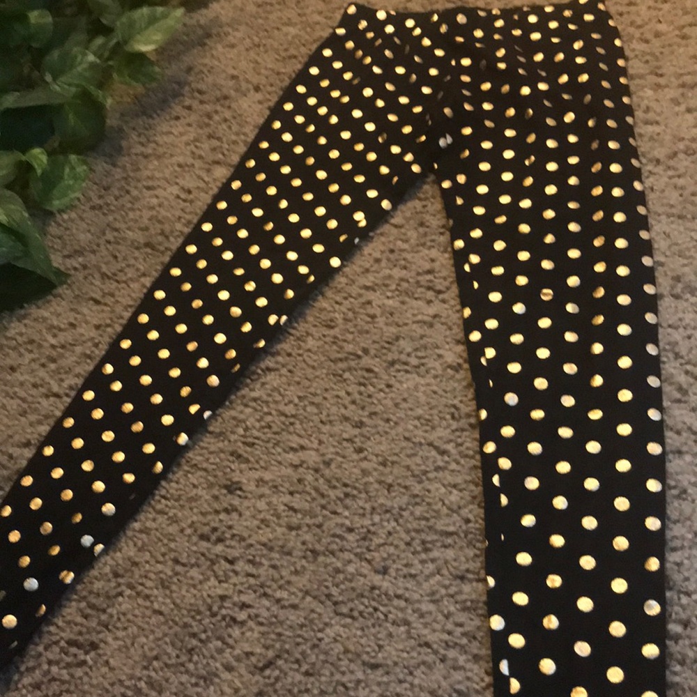 Black and Gold Polka Dot Leggings